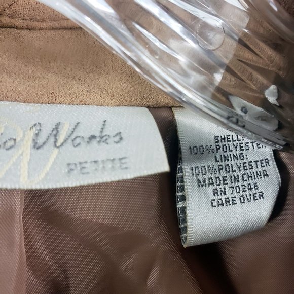 Studio Works Women's Tan Faux Leather Lined Full Zip Light Weight Coat Jacket - Picture 12 of 13